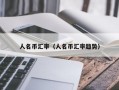 人名币汇率（人名币汇率趋势）