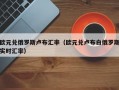 欧元兑俄罗斯卢布汇率（欧元兑卢布白俄罗斯实时汇率）