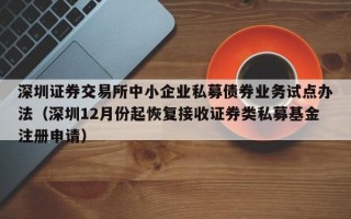 深圳证券交易所中小企业私募债券业务试点办法（深圳12月份起恢复接收证券类私募基金注册申请）