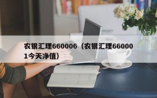 农银汇理660006（农银汇理660001今天净值）