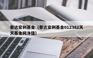 泰达宏利基金（泰达宏利基金012382天天基金网净值）