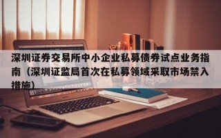 深圳证券交易所中小企业私募债券试点业务指南（深圳证监局首次在私募领域采取市场禁入措施）