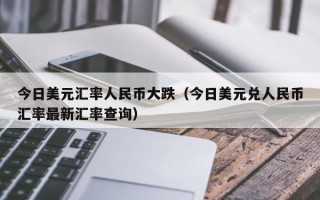 今日美元汇率人民币大跌（今日美元兑人民币汇率最新汇率查询）