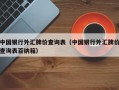 中国银行外汇牌价查询表（中国银行外汇牌价查询表百纳箱）