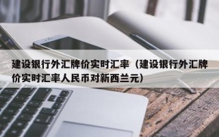 建设银行外汇牌价实时汇率（建设银行外汇牌价实时汇率人民币对新西兰元）