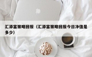 汇添富策略回报（汇添富策略回报今日净值是多少）